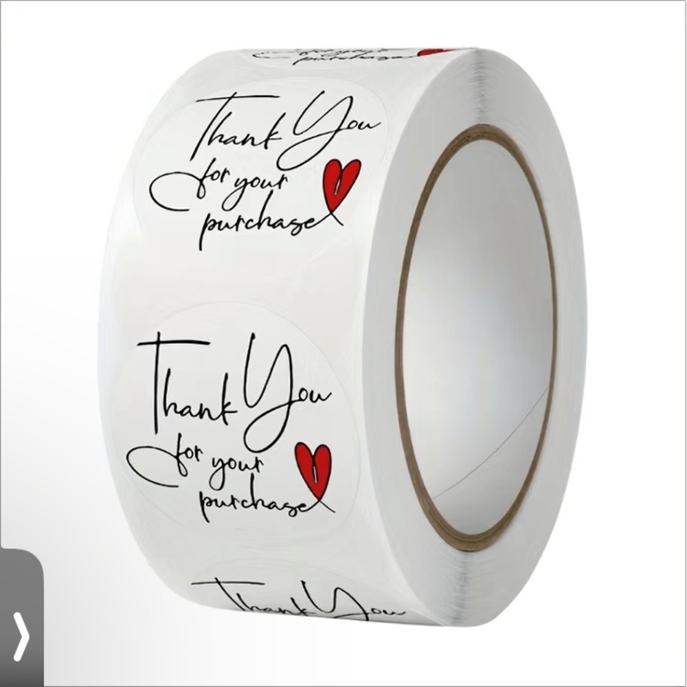 500 Thank You Stickers with heart - 1 Roll